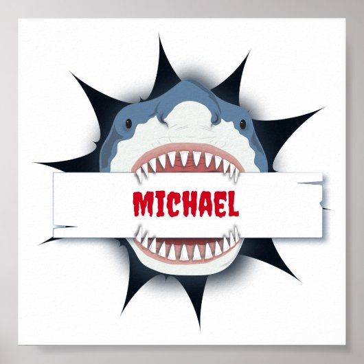 Haaientanden Open Mond Gepersonaliseerd Poster (Voorkant)