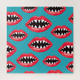 Haaientanden Rode Lippen Patroon Legpuzzel