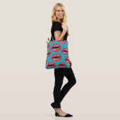 Haaientanden Rode Lippen Patroon Tote Bag (Op model)