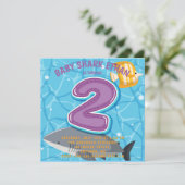 Haaienthema onderwater 2e verjaardagsuitnodiging kaart (Staand voorkant)
