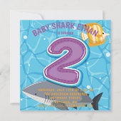 Haaienthema onderwater 2e verjaardagsuitnodiging kaart (Voorkant)