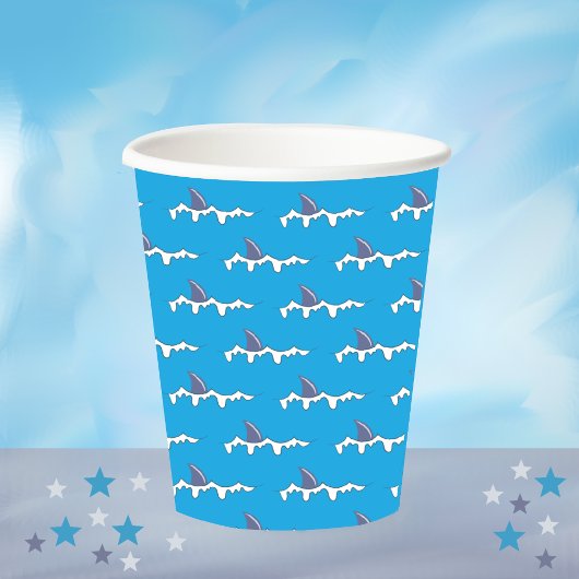 Haaienvinnen Doodle Blue Paper Cups Papieren Bekers