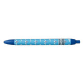 Haaienvinnen patroon kind blauw pennetje met naam blauwe inkt pen (Voorkant)