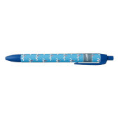 Haaienvinnen patroon kind blauw pennetje met naam blauwe inkt pen (Bodem)