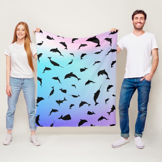 haaienvis op gradiënt oceaan fleece deken (In situ)