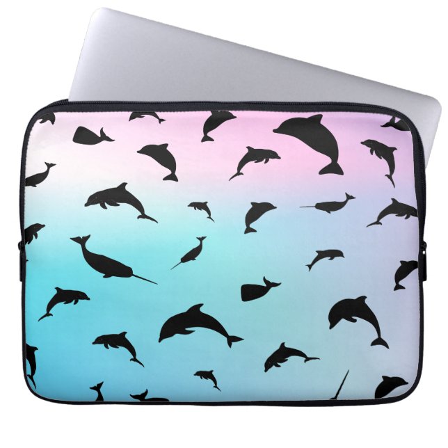 haaienvis op gradiënt oceaan laptop sleeve (Voorkant)