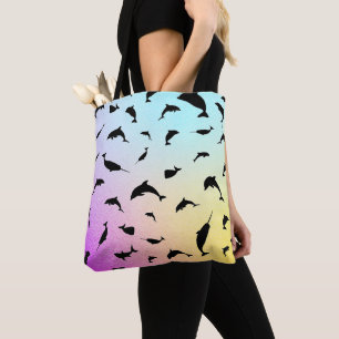 haaienvis op gradiënt oceaan tote bag