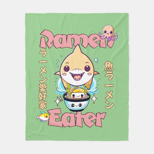 Haaienvis Ramen Eater - Aziatische voedselliefhebb Fleece Deken (Voorkant)