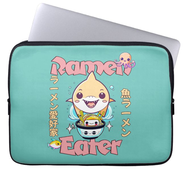 Haaienvis Ramen Eater - Aziatische voedselliefhebb Laptop Sleeve (Voorkant)