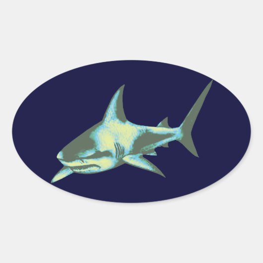 haaienvis, wilde dieren ovale sticker (Voorkant)