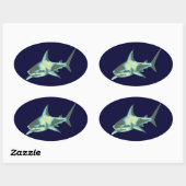 haaienvis, wilde dieren ovale sticker (Vel)