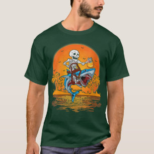  haaienvlek Funny Skeleton Riding S T-shirt