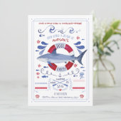 Haaiverjaardagsfeest uitnodiging (Staand voorkant)