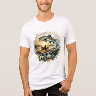 Haak aan het vissen Vintage waterverf visser Zon Tri-Blend Shirt