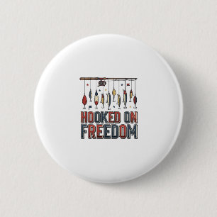 Haak aan vrijheid Patriotisch vis shirt ontwerp_1 Ronde Button 5,7 Cm