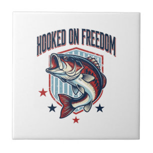 Haak aan vrijheid vintage bass fishing shirt ontwe tegeltje