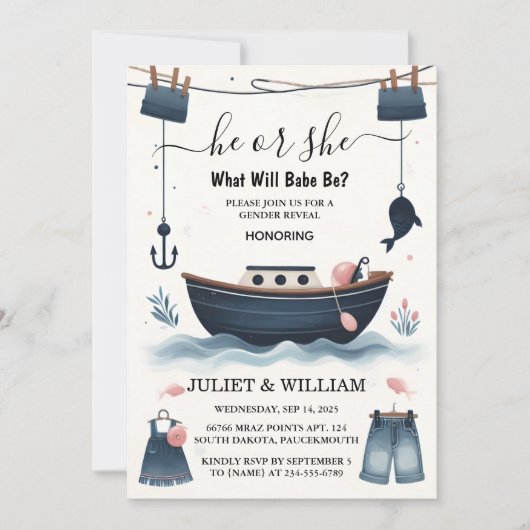 Haak Aas Fun Hout Vis Vissen Geslacht Reveal Kaart (Voorkant)