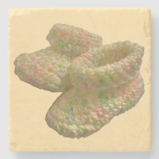 Haak Baby Schoenen Design Stenen Onderzetter (Voorkant)