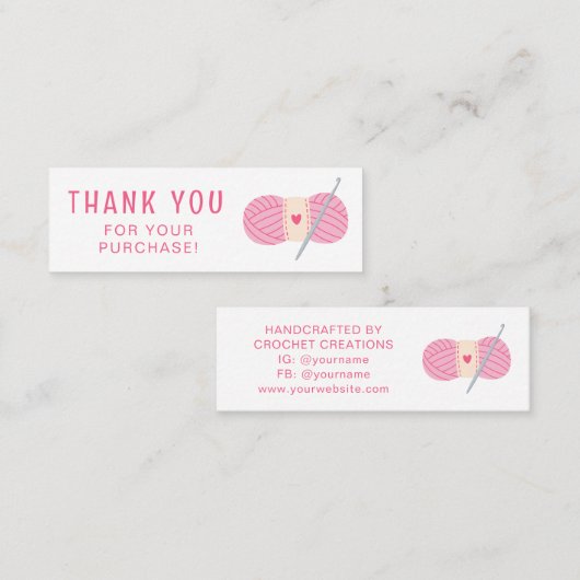 Haak Bedankt Small Business Haakwerk Mini Visitekaartje (Voorkant / Achterkant)