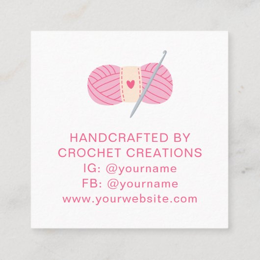 Haak Bedankt Small Business Haakwerk Vierkante Visitekaartje (Achterkant)