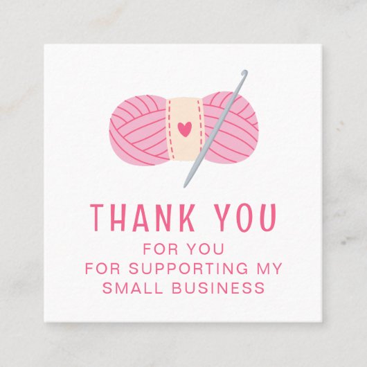 Haak Bedankt Small Business Haakwerk Vierkante Visitekaartje (Voorkant)