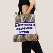 Haak Beige Blue Knit Crafty Photo Love Yarn Tote Bag (Dichtbij)