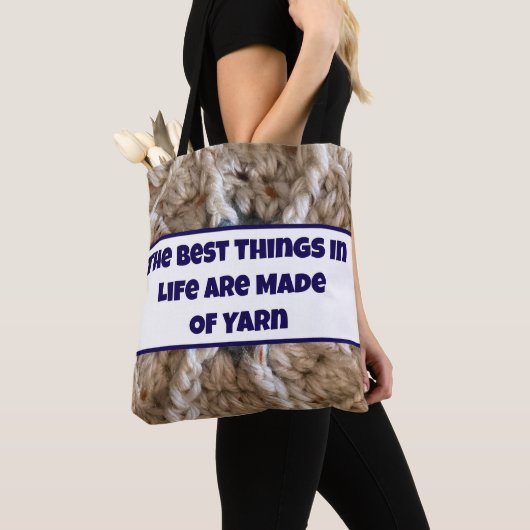 Haak Beige Blue Knit Crafty Photo Love Yarn Tote Bag (Dichtbij)
