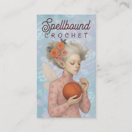 Haak breien handgesponnen garen fee elf meisje visitekaartje (Voorkant)
