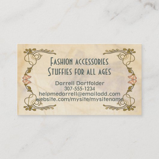 Haak breien handgesponnen garen fee elf meisje visitekaartje (Achterkant)