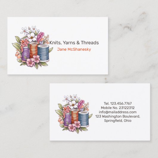 Haak- en breigarens benodigdheden visitekaartje (Voorkant / Achterkant)