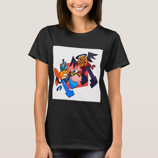 Haak en engel t-shirt (Voorkant)