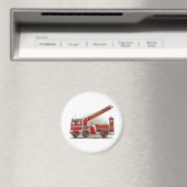 Haak en Ladder Vuurwagen Ronde Magneet (Insitu (Vaatwasser))