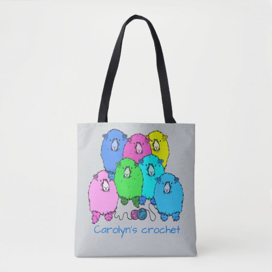 Haak. Fluffy schapen en garen gepersonaliseerd Tote Bag (Voorkant)