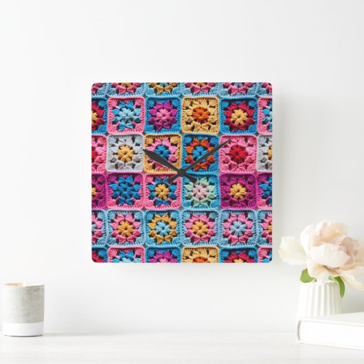 Haak Granny Square Craft Vierkante Klok (Huis)
