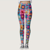 Haak Granny Vierkant Patroon Effect Leggings (Voorkant)