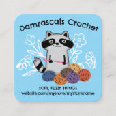Haak haak ballen van garen schattige wasbeer vierkante visitekaartje (Voorkant)