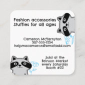 Haak haak ballen van garen schattige wasbeer vierkante visitekaartje (Achterkant)