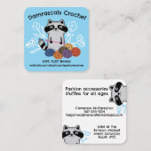 Haak haak ballen van garen schattige wasbeer vierkante visitekaartje (Voorkant / Achterkant)