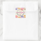 Haak haak harten garen handgemaakt met liefde vierkante sticker (Tas)