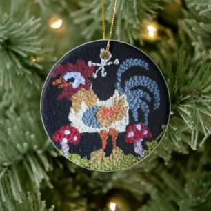 Haak Haak Ontwerp Haan & Paddenstoel ornament