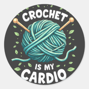 Haak is mijn cardio naaigaren Fitness Ronde Sticker