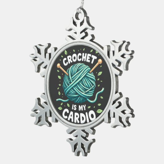 Haak is mijn cardio naaigaren Fitness Tin Sneeuwvlok Ornament (Rechts)