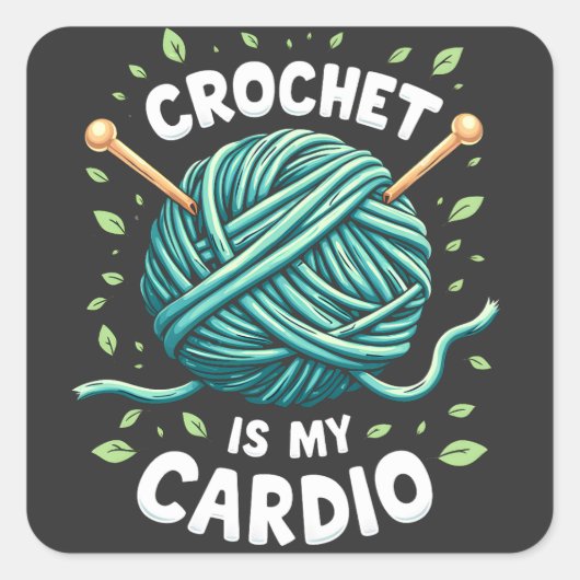 Haak is mijn cardio naaigaren Fitness Vierkante Sticker (Voorkant)