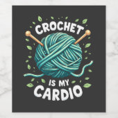 Haak is mijn cardio naaigaren Fitness Wijn Etiket (Enkel label)