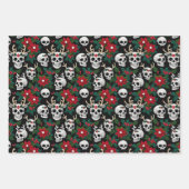 Haak kerstschedels met poinsettia's inpakpapier vel (Voorkant)