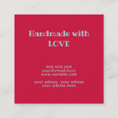 Haak kleurrijke garen handgemaakt met liefde rood vierkante visitekaartje (Achterkant)