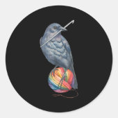 Haak Kraai Yam Haakmachine Breien Haakliefde Ronde Sticker (Voorkant)