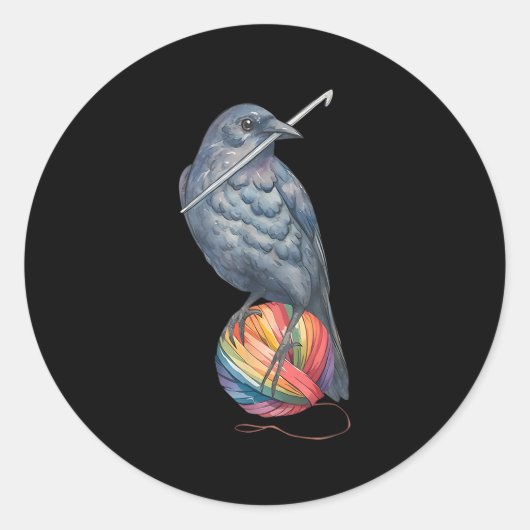 Haak Kraai Yam Haakmachine Breien Haakliefde Ronde Sticker (Voorkant)