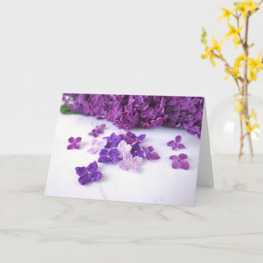 Haak Lila Wenskaart Kaart (Gele Bloem)