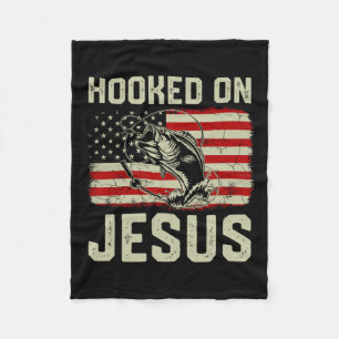 Haak op Jesus Byb Vist Amerikaanse vlag Fleece Deken
